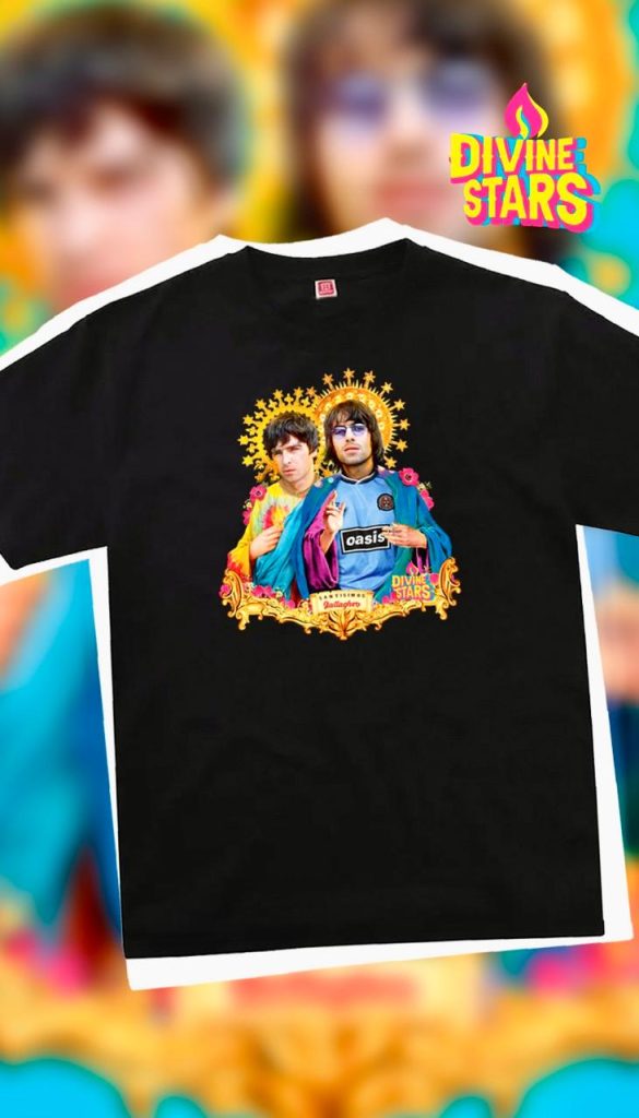 Playera de Divine Stars en color negro con diseño de los hermanos Gallagher